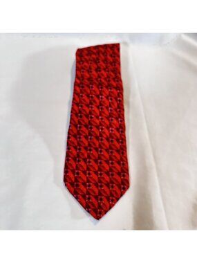 ERMENEGILDO ZEGNA Men's 100% Silk Necktie ITALY Luxury CHECKERED Red/White EUC